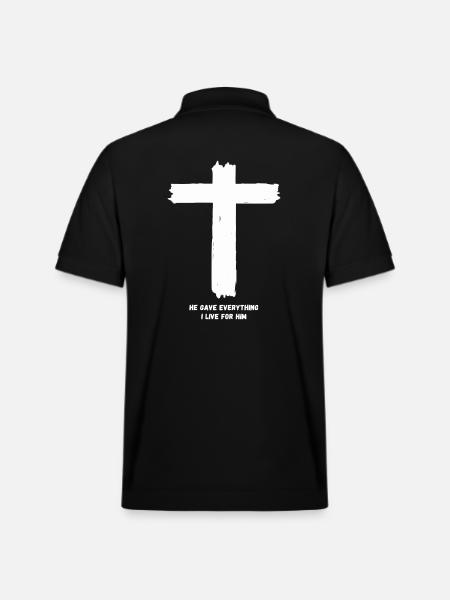 Kreuz - Hän antoi kaikkensa – elän hänelle - Stanley/Stella PREPSTER unisex luomupikeepaita - musta