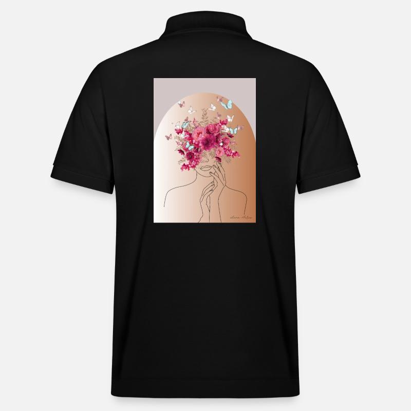 Tête de fleur avec couronne de papillon - Polo PREPSTER bio Stanley/Stella Unisexe - noir