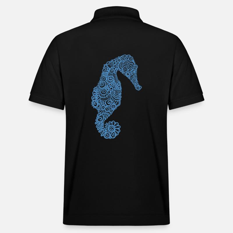 Seepferdchen / Meer / Ozean / Wasser / Tribal - Stanley/Stella Unisex Bio-Poloshirt PREPSTER - Schwarz