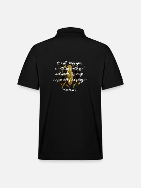 Bible Verse Psalm 91:4 - Stanley/Stella Unisex Organic Polo Shirt PREPSTER - black