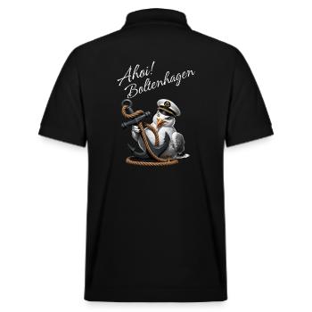 Ahoi Boltenhagen lustige Möwe mit Anker - Stanley/Stella Unisex Bio-Poloshirt PREPSTER - Schwarz - Hinten - Andy (188cm)