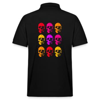 Colored Linear Skull Art - Stanley/Stella Unisex Organic Polo Shirt PREPSTER - black - Back - Andy (188cm)