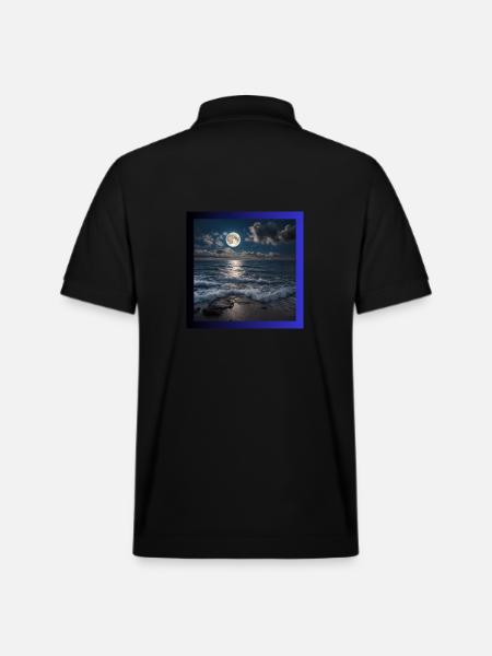 Full moon with sea - Stanley/Stella Unisex Organic Polo Shirt PREPSTER - black