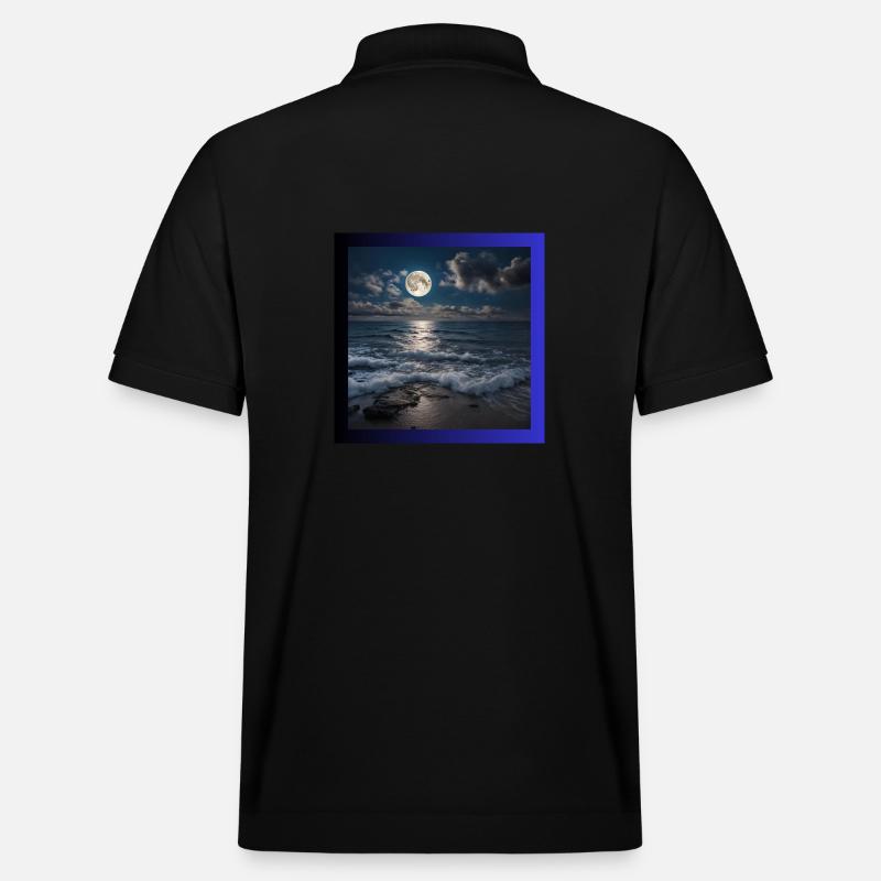 Pleine lune avec la mer - Polo PREPSTER bio Stanley/Stella Unisexe - noir