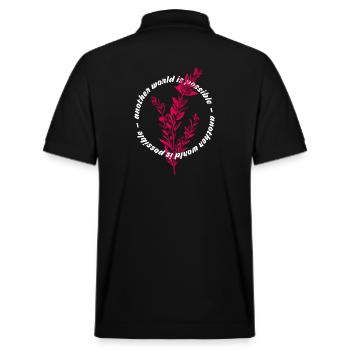 Another world is possible - Stanley/Stella Unisex Organic Polo Shirt PREPSTER - black - Back - Andy (188cm)
