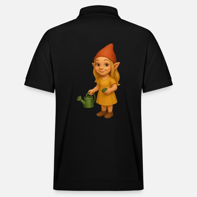 Zwergin mit Gießkanne - Stanley/Stella Unisex Bio-Poloshirt PREPSTER - Schwarz