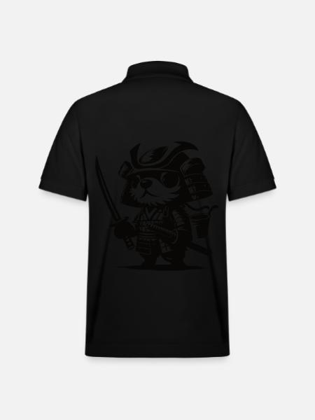Cute Samurai Dog Design - Stanley/Stella Unisex Organic Polo Shirt PREPSTER - black