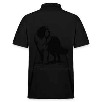 Bernhardiner Design – Sanfter Riese aus den Alpen - Stanley/Stella Unisex Bio-Poloshirt PREPSTER - Schwarz - Hinten - Andy (188cm)