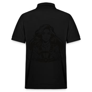 Coole Rennfahrerin – Geschwindigkeit und Stil - Stanley/Stella Unisex Bio-Poloshirt PREPSTER - Schwarz - Hinten - Andy (188cm)