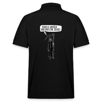 Soviele Idioten und nur eine Sense Sensenmann - Stanley/Stella Unisex Bio-Poloshirt PREPSTER - Schwarz - Hinten - Andy (188cm)