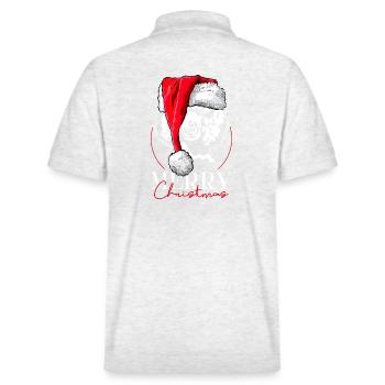 Santa Pudel Merry Christmas Grosspudel Wilsigns - Stanley/Stella Unisex Bio-Poloshirt PREPSTER - Weiß meliert - Hinten - Andy (188cm)