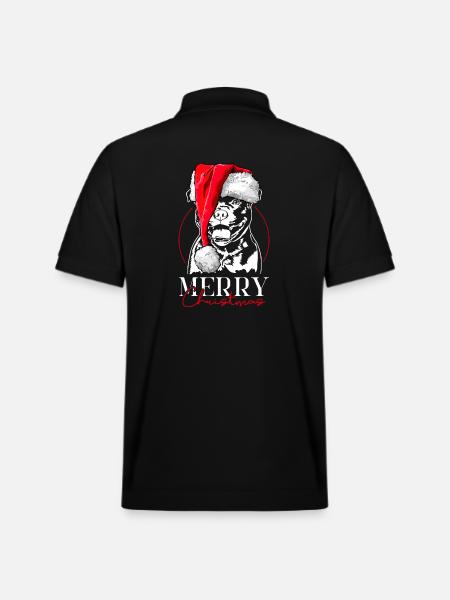 Santa Staffordshiren bullterrieri hyvää joulua - Stanley/Stella PREPSTER unisex luomupikeepaita - musta