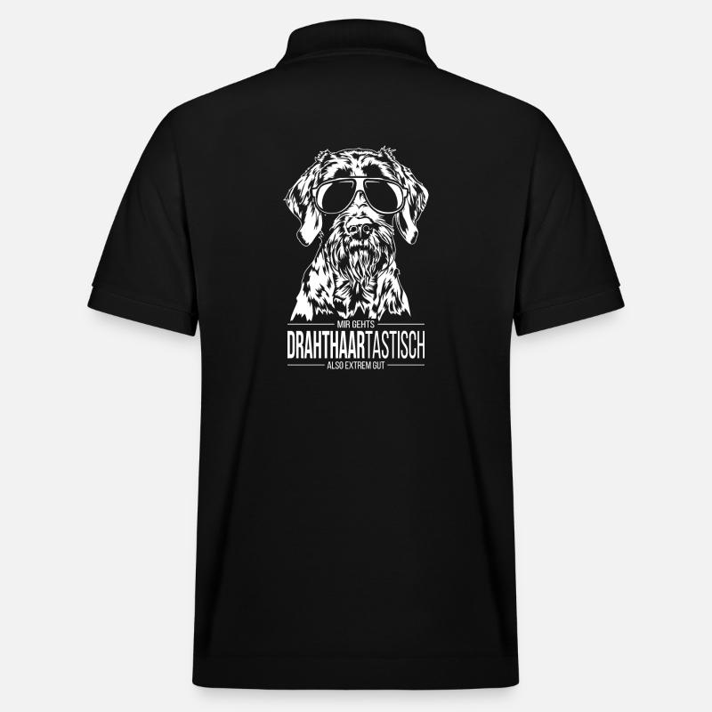 DRAHTHAARTASTISCH Deutsch Drahthaar Hunde Wilsigns - Stanley/Stella Unisex Bio-Poloshirt PREPSTER - Schwarz