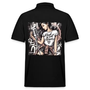 Rock n Roll forever Vintage Girl Rocknroll - Stanley/Stella Unisex Bio-Poloshirt PREPSTER - Schwarz - Hinten - Andy (188cm)
