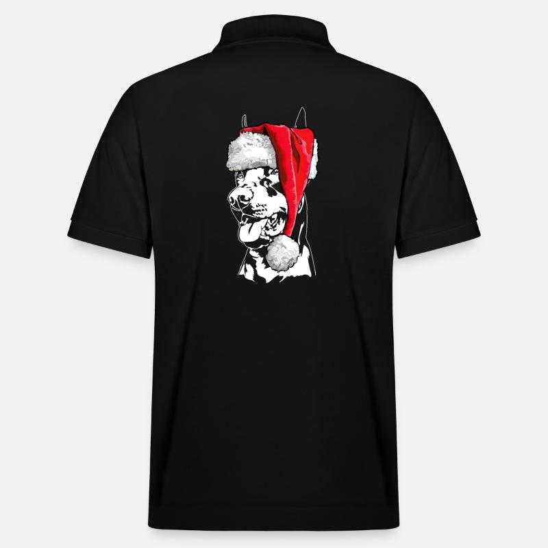 Santa Doberman Christmas Dogs Wilsigns - Polo PREPSTER bio Stanley/Stella Unisexe - noir