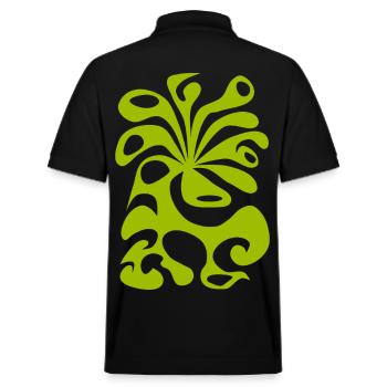 psychedelic BLOSSOM space green peacock 60s planet - Stanley/Stella Unisex Bio-Poloshirt PREPSTER - Schwarz - Hinten - Andy (188cm)
