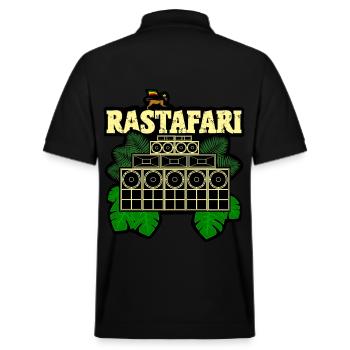 Rastafari Soundsystem - Stanley/Stella Unisex Bio-Poloshirt PREPSTER - Schwarz - Hinten - Andy (188cm)