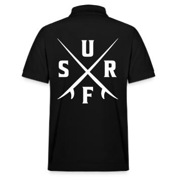 Surf T-shirt Surfen Surfer - Stanley/Stella Unisex Bio-Poloshirt PREPSTER - Schwarz - Hinten - Andy (188cm)