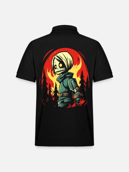 Anime Firefighter Zombie Girl - Stanley/Stella Unisex Organic Polo Shirt PREPSTER - black