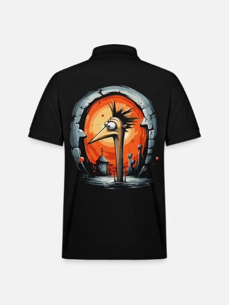 Weird Fantasy Dungeon Empire Bird - Stanley/Stella Unisex Organic Polo Shirt PREPSTER - black