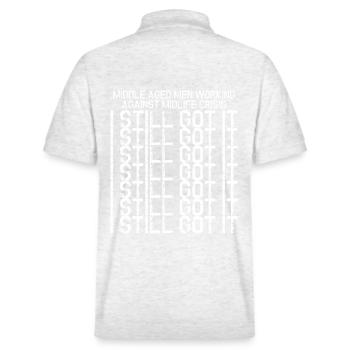 mittel alte Männer, Ich habe es immer noch drauf - Stanley/Stella Unisex Bio-Poloshirt PREPSTER - Weiß meliert - Hinten - Andy (188cm)