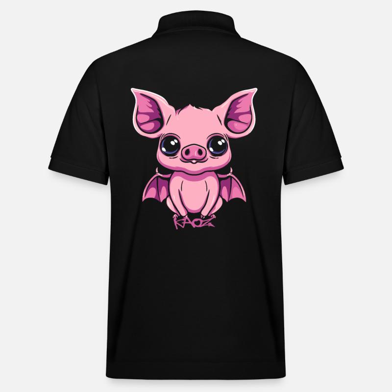 Gargouille mignonne chauve-souris cochon - Polo PREPSTER bio Stanley/Stella Unisexe - noir