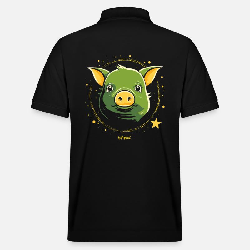 Cochon d'espace vert mignon - Polo PREPSTER bio Stanley/Stella Unisexe - noir