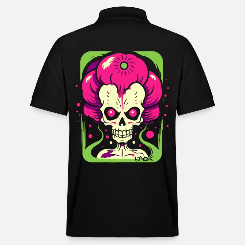 Bunter Pop-Art-Skelett-Zombie-Schädel - Stanley/Stella Unisex Bio-Poloshirt PREPSTER - Schwarz