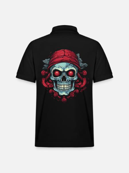 Roses Pirate Skull - Stanley/Stella Unisex Organic Polo Shirt PREPSTER - black