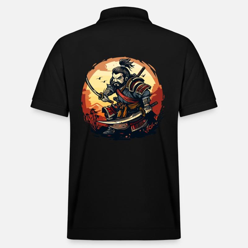 Samouraï japonais drôle et cool - Polo PREPSTER bio Stanley/Stella Unisexe - noir
