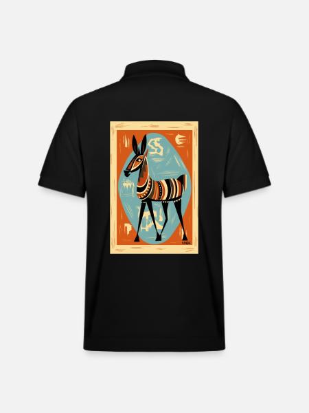 Ancient Art: Donkey - Stanley/Stella Unisex Organic Polo Shirt PREPSTER - black