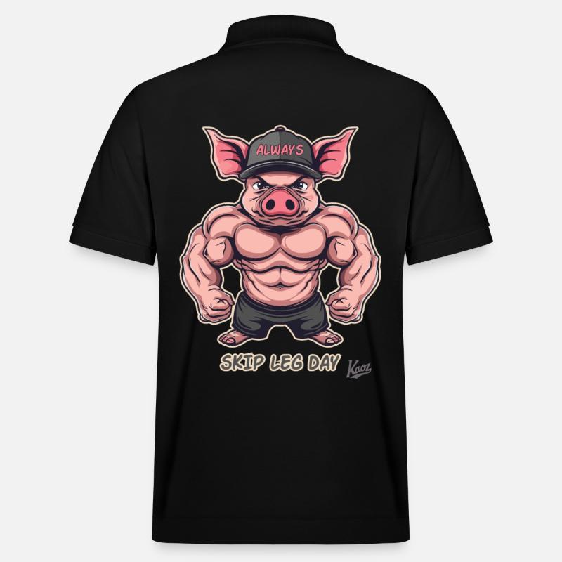 Muskel-Bodybuilder-Schwein: Skip Leg Day Again - Stanley/Stella Unisex Bio-Poloshirt PREPSTER - Schwarz