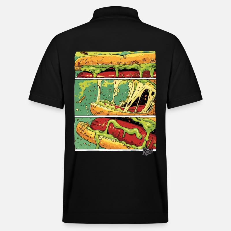 Comic-Panels: Käse-Monster-Wurst im Brötchen - Stanley/Stella Unisex Bio-Poloshirt PREPSTER - Schwarz