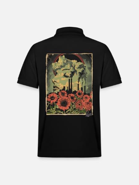Propaganda Style Industrial Flowers - Stanley/Stella Unisex Organic Polo Shirt PREPSTER - black