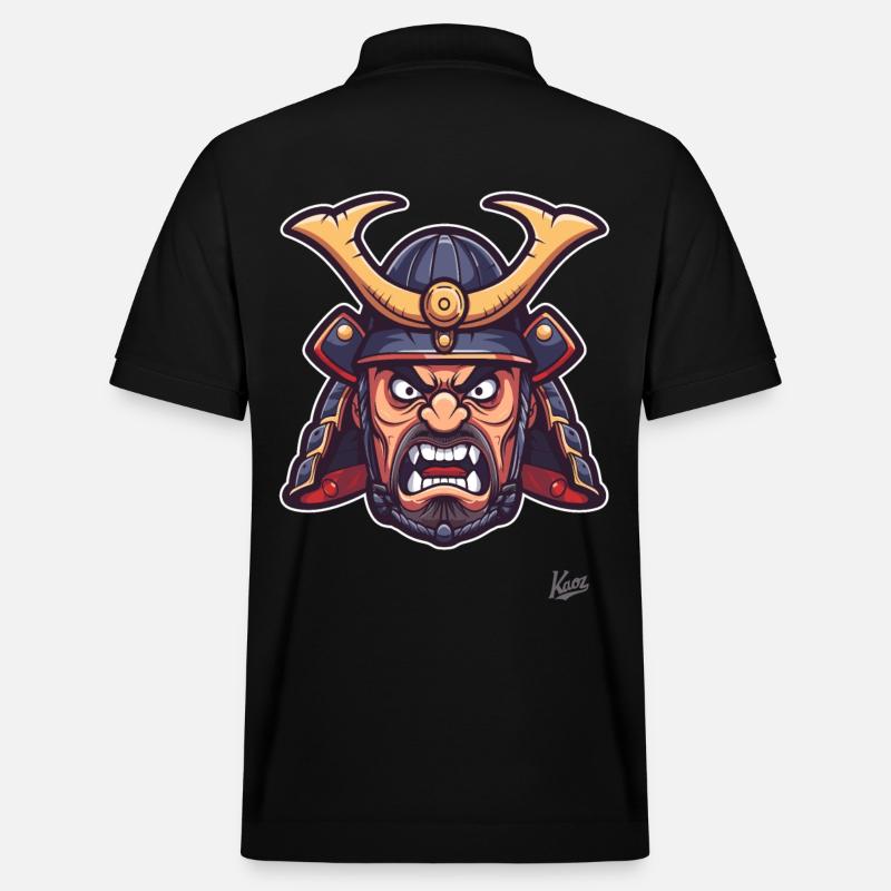 Angry Japanese Edo Samurai Shogun - Stanley/Stella Unisex Organic Polo Shirt PREPSTER - black
