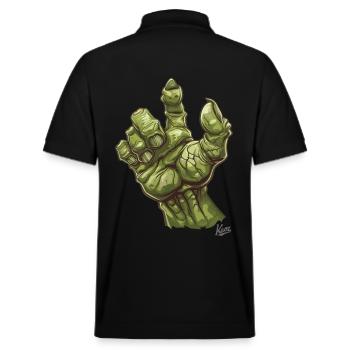 Massive grüne Ork- oder Oger-Monster-Hand - Stanley/Stella Unisex Bio-Poloshirt PREPSTER - Schwarz - Hinten - Andy (188cm)