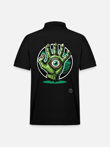 Grüne Zombie-Mutanten-Hand mit Auge - Stanley/Stella Unisex Bio-Poloshirt PREPSTER - Schwarz