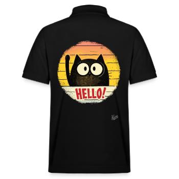 Chat de dessin animé rétro agitant, bonjour - Polo PREPSTER bio Stanley/Stella Unisexe - noir - Dos - Andy (188cm)