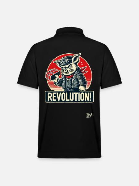 Rétro ouvrier cochon drôle révolution - Polo PREPSTER bio Stanley/Stella Unisexe - noir