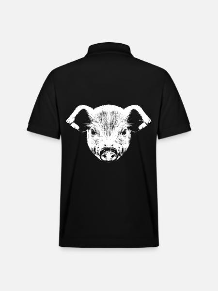 Piglet Graphic / Piglet White - Stanley/Stella Unisex Organic Polo Shirt PREPSTER - black