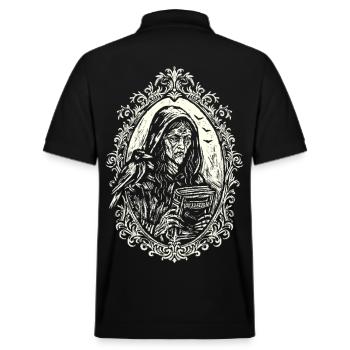 Ornament Hexe Porträt - Stanley/Stella Unisex Bio-Poloshirt PREPSTER - Schwarz - Hinten - Andy (188cm)