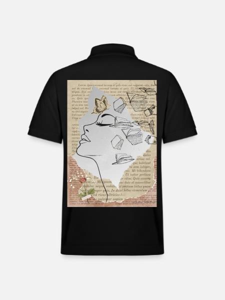 Literary Dream: Face with Butterflies - Stanley/Stella Unisex Organic Polo Shirt PREPSTER - black