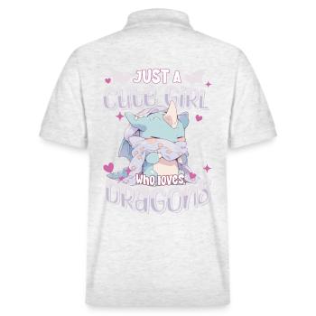 Just a cute Girl who loves Dragons - Kawaii Drache - Stanley/Stella Unisex Bio-Poloshirt PREPSTER - Weiß meliert - Hinten - Andy (188cm)