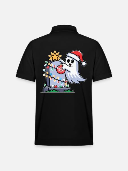 Christmas ghost with gravestone - Stanley/Stella Unisex Organic Polo Shirt PREPSTER - black