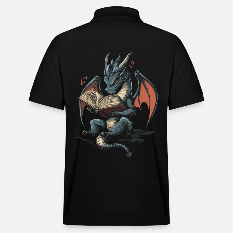 Dragon gris ludique Magical Talesfa - Polo PREPSTER bio Stanley/Stella Unisexe - noir