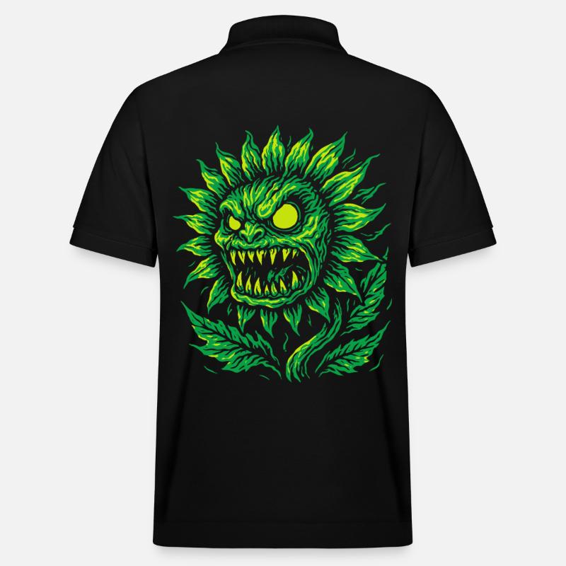 Dämonische Sonnenblume im Neonstil - Stanley/Stella Unisex Bio-Poloshirt PREPSTER - Schwarz