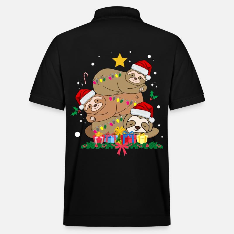 Weihnachtsfaultier - Stanley/Stella Unisex Bio-Poloshirt PREPSTER - Schwarz