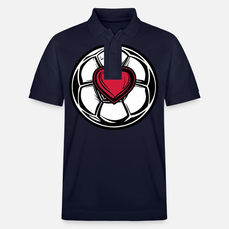 Fussball Herz Symbol - Stanley/Stella Unisex Bio-Poloshirt PREPSTER - Navy