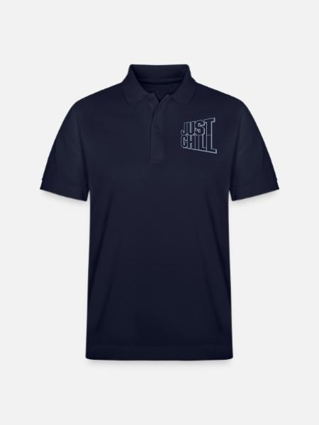 Just Chill Text Logo - Stanley/Stella Unisex Organic Polo Shirt PREPSTER - navy