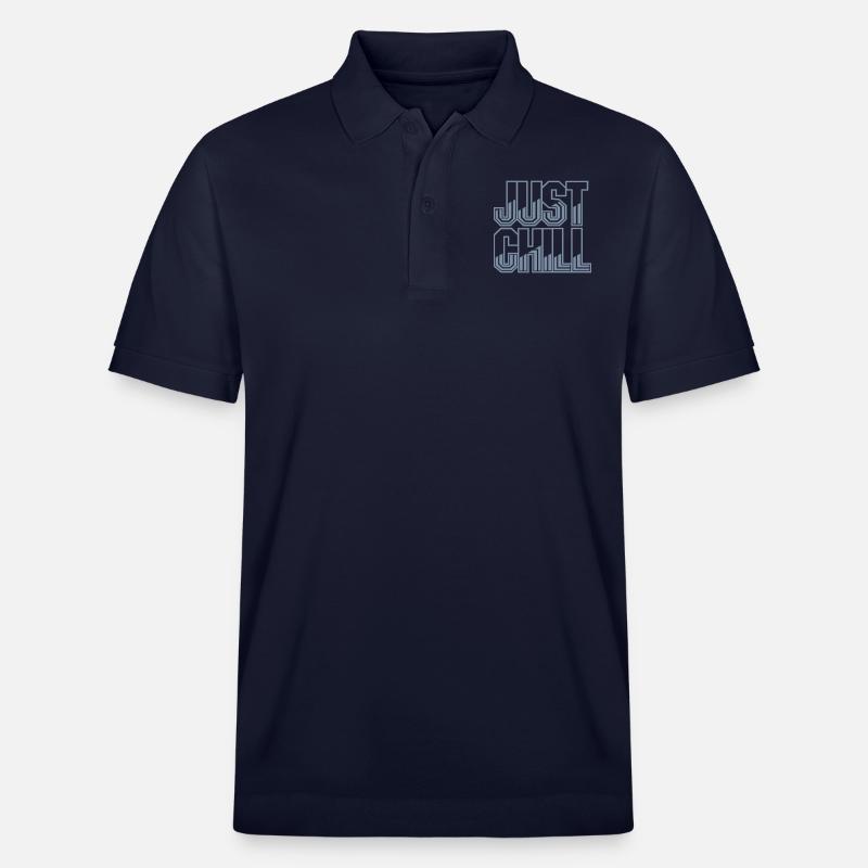 Just Chill Text Logo - Polo PREPSTER bio Stanley/Stella Unisexe - bleu marine